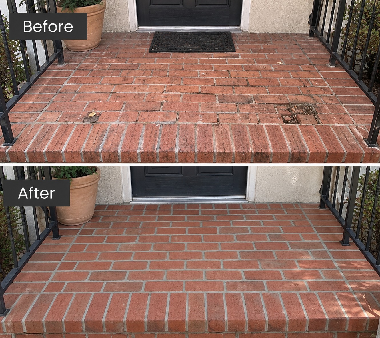 Mason repointing brickwork on a Tucson home