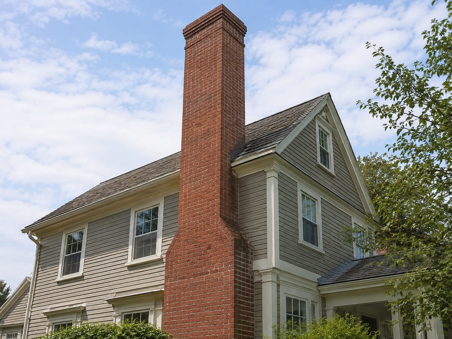 Tall brick chimney on a Tucson home
