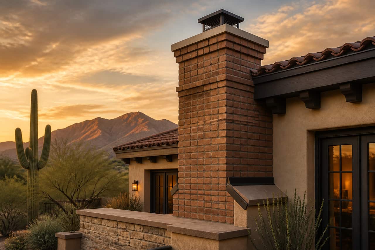 Premium brick chimney installation and repair on a Tucson home