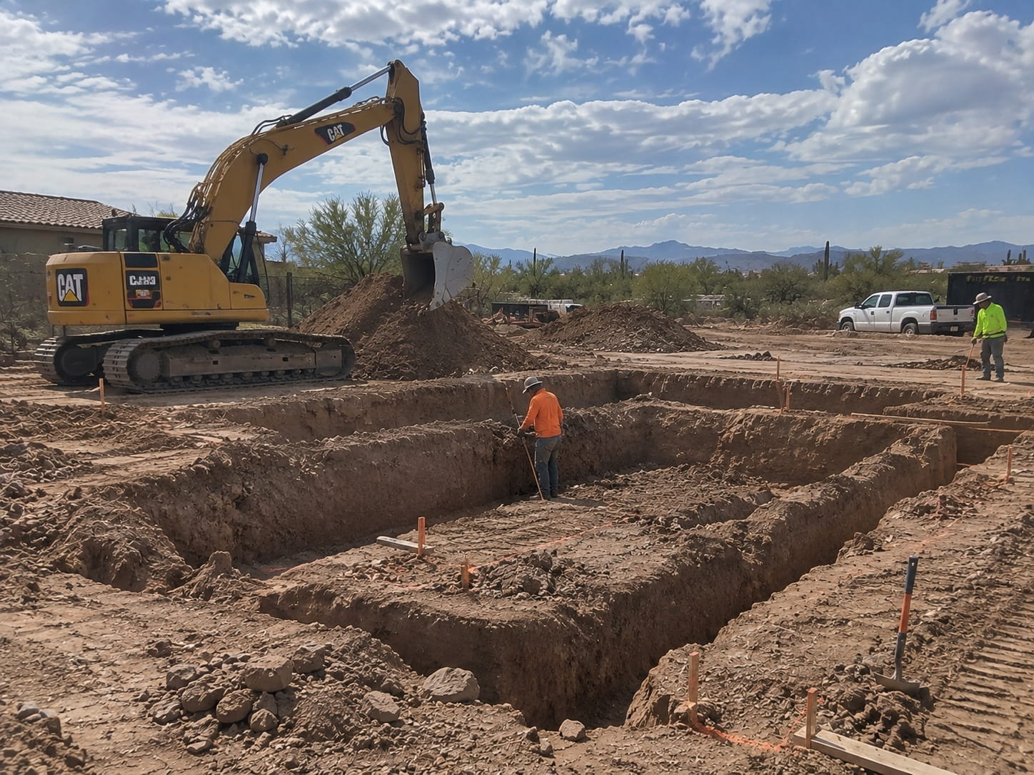 Foundation excavation at a Tucson build