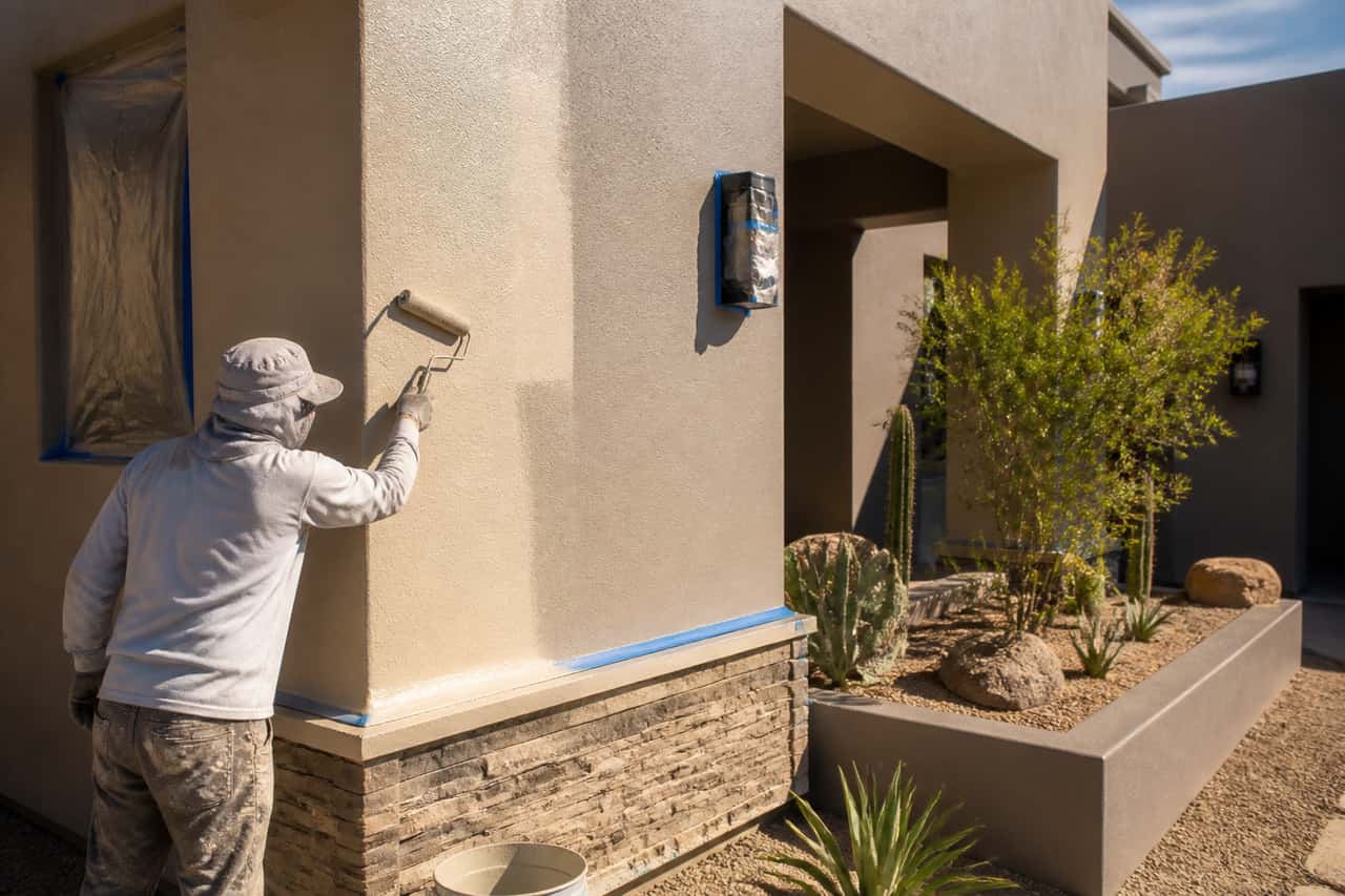 Stucco painting for a modern Tucson desert exterior